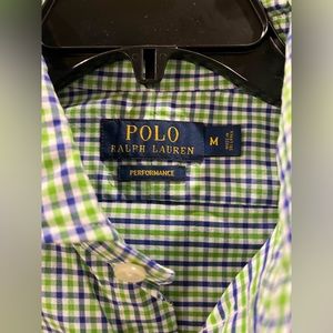 Ralph Lauren Polo green and blue checkered performance button down. Worn once.